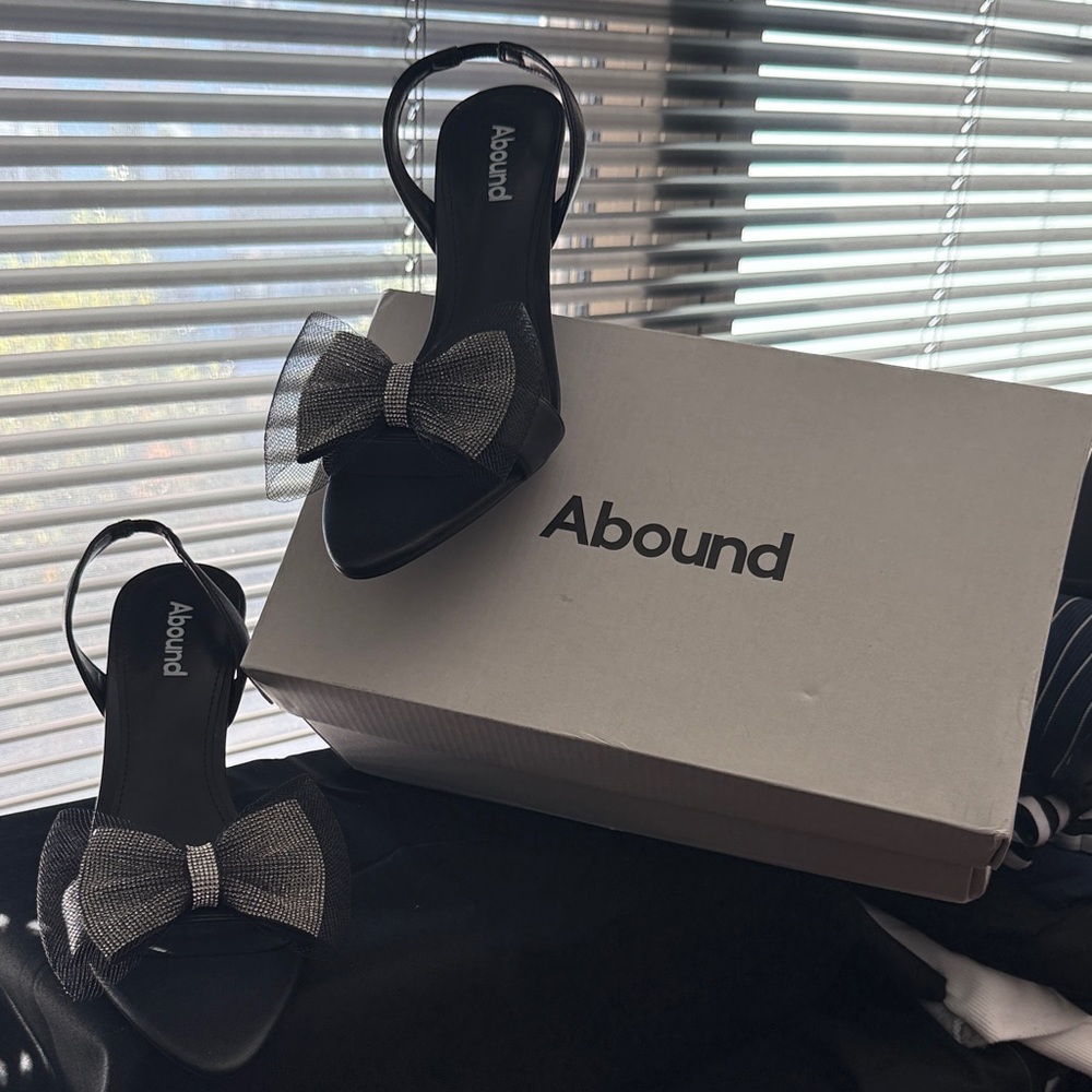 Abound Black Heels with Glitter Bow